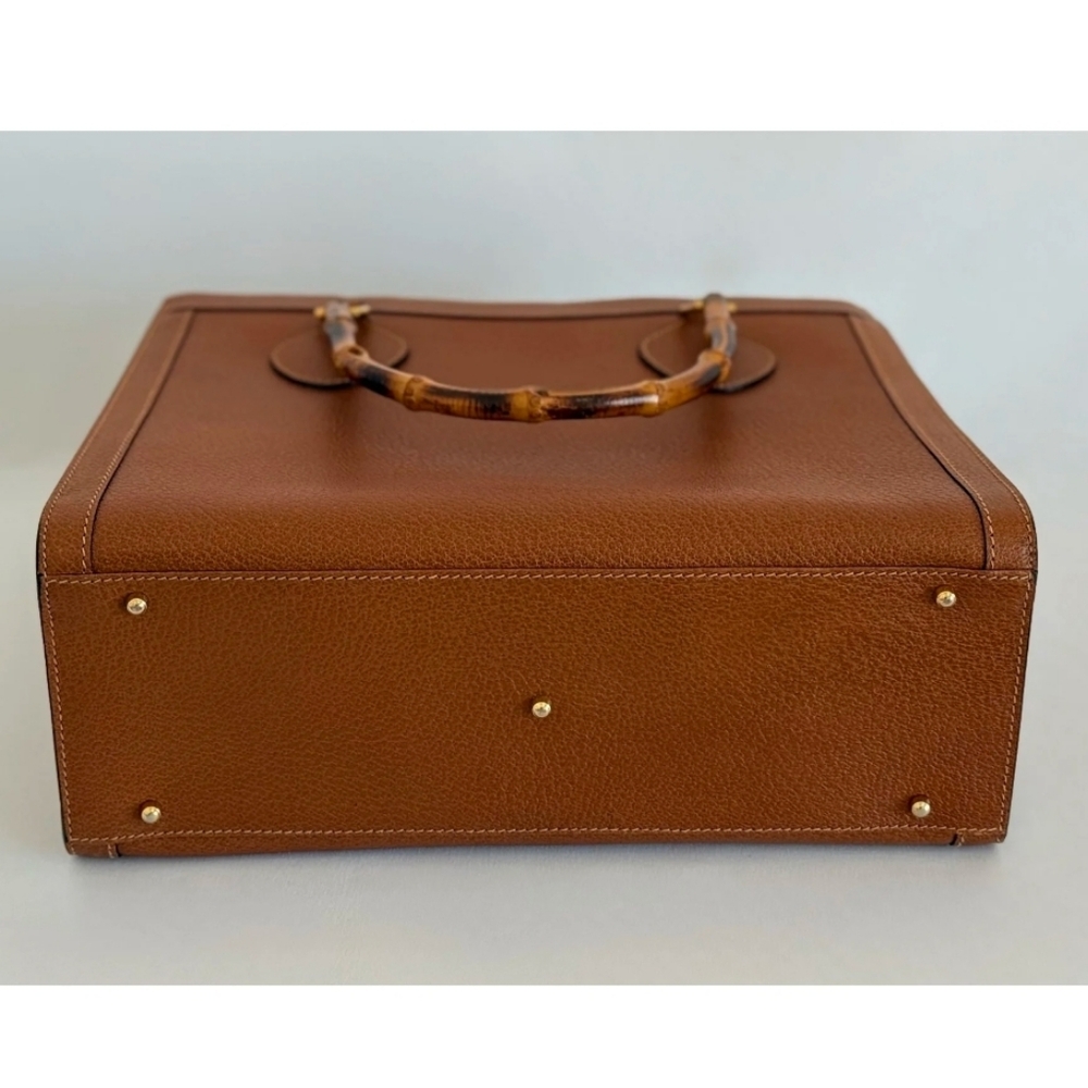 Gucci Princess Lady Diana Bamboo Leather Tan Brown Bag With Certificate - Picture 4 of 15